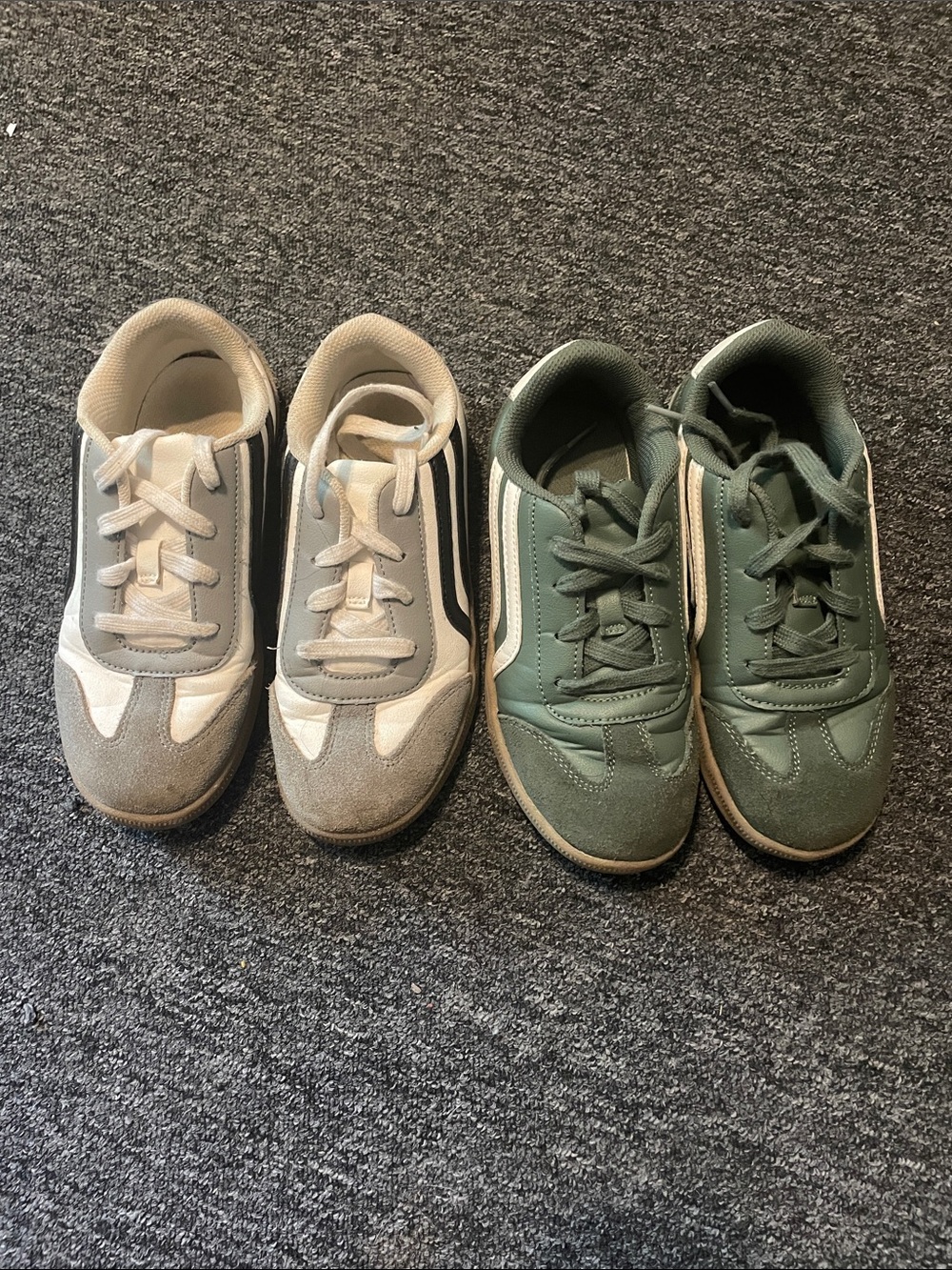 Kids Casual Lace-Up Sneakers in White and Green
